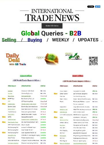GB World Trade News, Global queries - B2B page